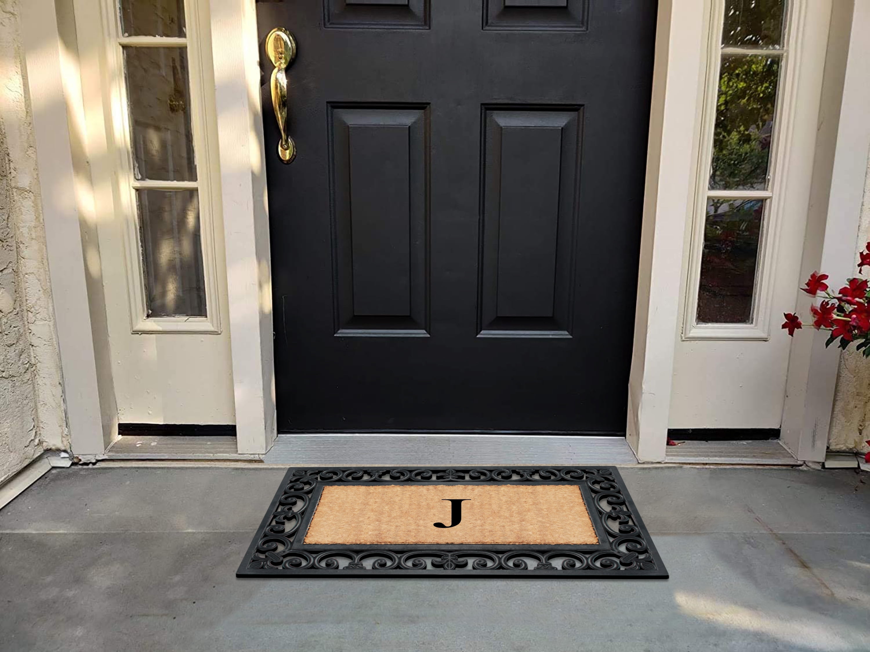 A1 Home Collections Outdoor Paisley Front Entrance Doormat, Black/Brown, 30 in x 18 in