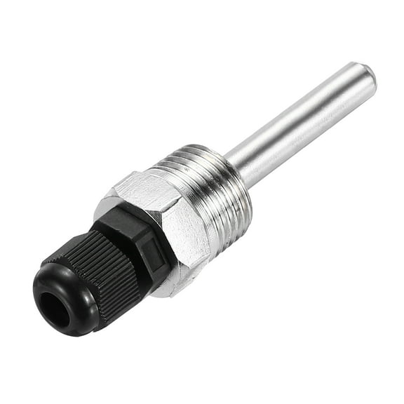 Uxcell 8mm Dia G1/2 Thermowell Weldless Stainless Steel 201 with Cable Gland 50mm Length for Beer Fermenter, Black