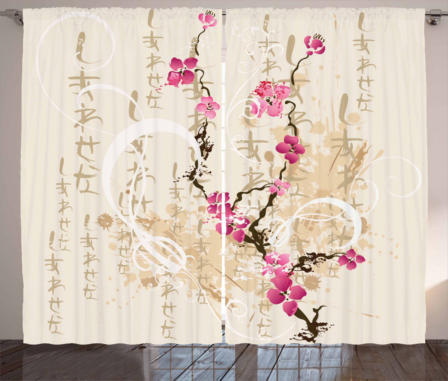 Pink Cherry Blossom 01 3D Curtain Blockout Photo Print Curtains Fabric Window 