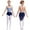 Blue&Navy Blue, variant on iixpin Kids Girls Ballet Dance Leotard Skirted Costume Mock Neck Ice Figure Skating Bodysuit Dancewear Purple 14