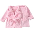 thumbnail image 3 of Esaierr Kids Baby Bathrobe Pajamas for Boys Girls，Toddler Fleece Robes Long Sleeves V-Neck Night-Robe Solid Color Medium Length Sleepwear Loungewear Kids Pjs，Size 1-7 Years, 3 of 7