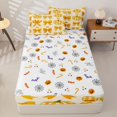 thumbnail image 4 of Manfei Autumn Fall Pumpkin Zipper Twin Comforter Sets with Fitted Sheet and 2 Pillowcases for Girls, Cartoon Orange Gingham Bow Zipper Bedding Set, Halloween Reversible, 4pcs, 4 of 6