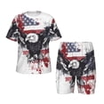 thumbnail image 1 of Balery American Flag Eagle Art Conjunto de Pijama Infantil de Manga Corta con Estampado – Ropa de Dormir de Algodón Suave-Small, 1 of 6