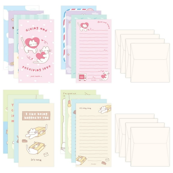 Monolike Storytown Azzle Series.1 Mini Letter Paper and Envelopes Set - 8Type, 32 Letter Paper   16 Envelopes