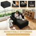 thumbnail image 4 of LUMIHO 42" Luxury Modern Oversized Chaise Lounge Chair Bed Indoor with Ottoman - Ergonomic Reading Chair & Ottoman Set,Black, 4 of 8