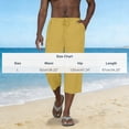 thumbnail image 3 of Men's Capri Shorts 3/5 Relaxed Fit Mens Running Shorts Solid Color A Linen Loose-Fitting Casual Pants Trousers, 3 of 6