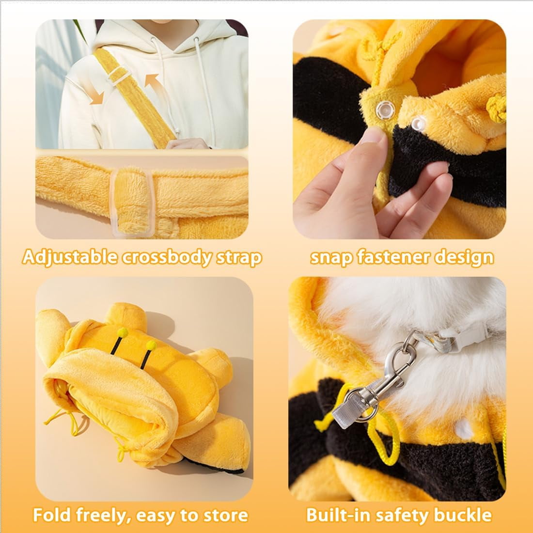 Cat Puppy Plush Outing Backpack, 2026 Cute Bear Bee Goose Giraffe Design Anti-Escape Bag for Kitten Cat, Samll Dogs, Teddy Bear Dog Carrier Bag Purse