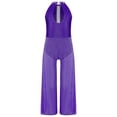 thumbnail image 4 of Haitryli Kids Girls Shiny Sleeveless Wide-Leg Jumpsuit Catsuit One Pieces Party Romper Skating Bodysuit Dancewear Purple 16, 4 of 5
