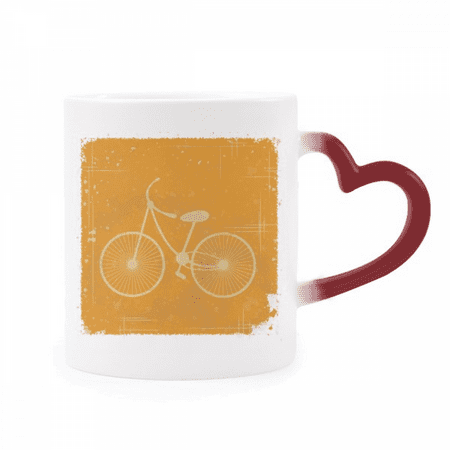 

Bicycle Sport Illustration Yellow Pattern Heat Sensitive Mug Red Color Changing Stoneware Cup