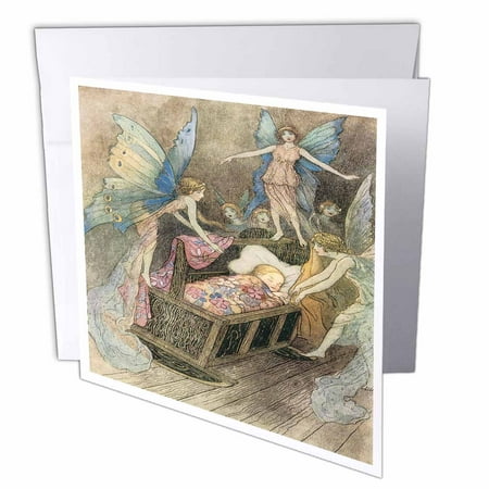 3dRose, Book of Fairy Poetry Warwick Goble Fantasy Fairy Painting, 12 Greeting Cards with envelopes