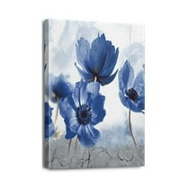Artsy Blue Abstract Flower Art Modern Canvas Prints, Wall Art for Creative Living Room, Bedroom & Home Décor, 12x16 inches