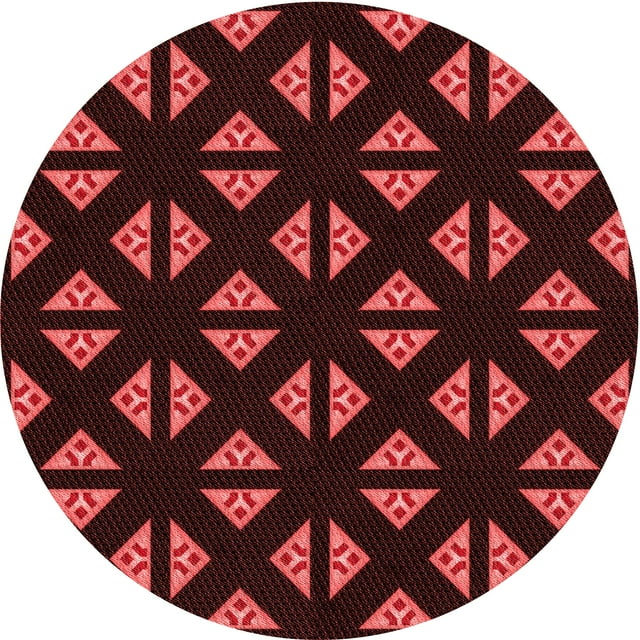 Ahgly Company Tapis de Zone Rond d'Intérieur Lavable à la Machine, Transitionnel, Rouge Brique de Feu, 3 Pieds Rond