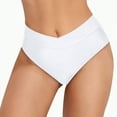 thumbnail image 4 of Kedxroy Women High Waisted Bikini Bottom - Tummy Control Swimsuit Full Coverage Bathing Suit Side Mesh Swim Bottom(White,S), 4 of 9
