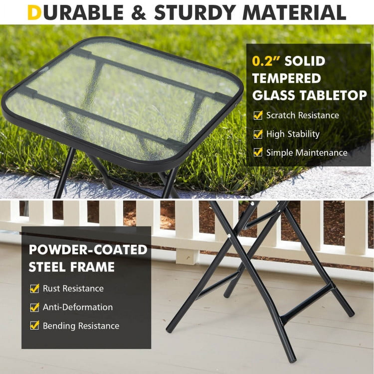 Aimee Lii 18" Square Patio Bistro Table with Rustproof Frame, Outdoor Patio Furniture