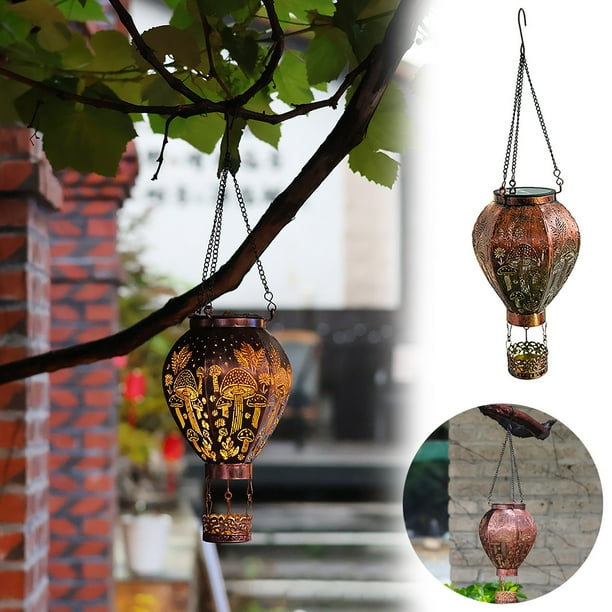 Lámpara Solar Colgante de Hierro para Jardín, Luz de Exterior para Patio, Terraza, Decoración, Luz Nocturna de Proyección Hueca