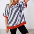 thumbnail image 2 of Striped Shirt Women 2026 Summer Casual Short Sleeve Crewneck Color Block Y2k Oversized T Shirts, 2 of 5