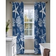 thumbnail image 4 of Navy Blue Coastal Sheer Curtains 84 Inch Length 2 Panels Set for Living Room/Bedroom, Nautical Beach Starfish Coral Summer Kitchen Curtains Grommet Semi-Sheer Curtains Window Treatments 42"x84"x2, 4 of 7
