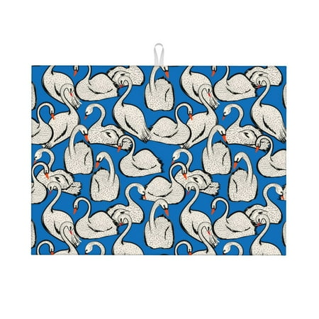 

Cauagu Dish Drying Mat 24*18 inch Absorbent Dish Drainer Kitchen Counter Dish Drying Pad for Countertops Sinks Draining Racks( Swan Birds)