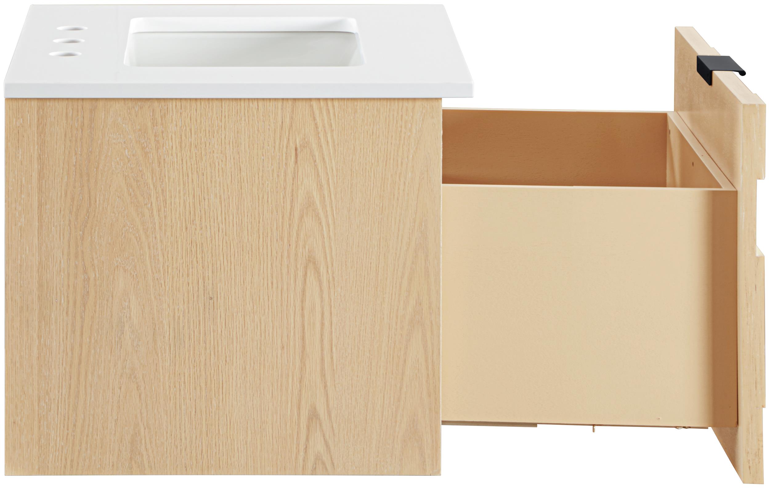 Meridian Furniture 24" Natural Engineered Stone Wall Mounted Bathroom Vanity