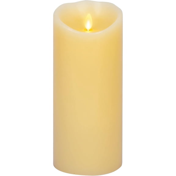 Pre-Owned Luminara Realistic Artifical Flame Classic Pillar LED Candle - Moving Flame LED Battery Operated Lights - Unscented - Remote Ready - Ivory - 4" x 9"