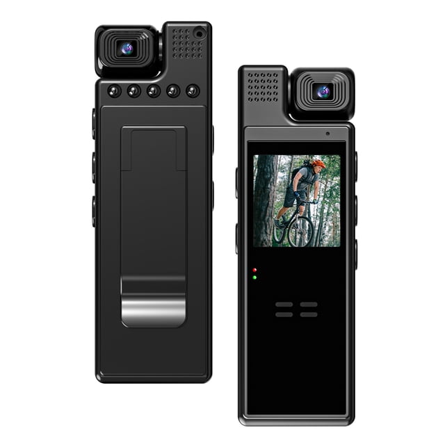 Cámara de vigilancia Abanopi Mini Cámara corporal 4K UHD Grabación de audio y vídeo Lente giratoria 180 grados