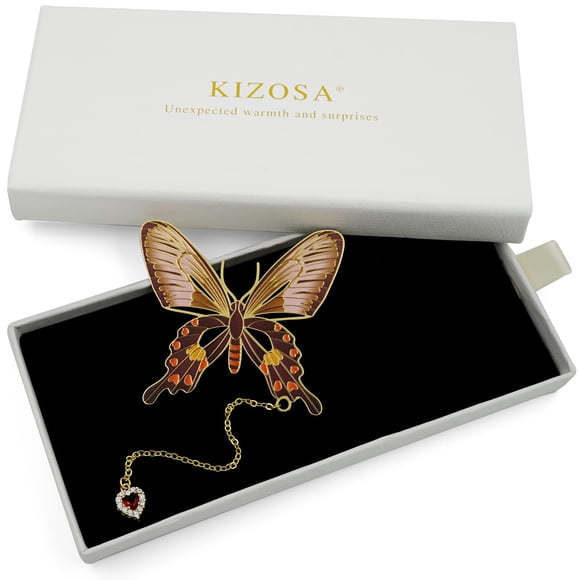 Marcador KIZOSA en forma de mariposa de metal con colgante en forma de corazón
