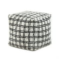 thumbnail image 3 of Modern Pouf Ottoman- White Black Checkered Jacquard- 16 Inch Square, 3 of 6