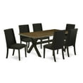 thumbnail image 2 of East West Furniture V-Style 7-piece Kitchen Table and Chairs in Dark Khaki Brown, 2 of 6