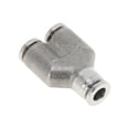 thumbnail image 1 of Conectores de aire de empuje únicos Bargains 1/4" Conector rápido de línea de aire tipo Y acero inoxidable 304 1 pieza tono plateado, 1 of 1