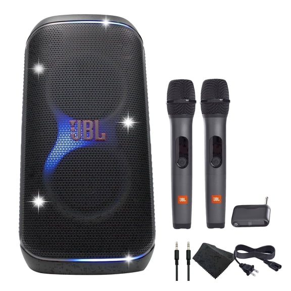 JBL PartyBox Club 120 Portable Bluetooth Speaker, 160W, IPX4 Splashproof with Wireless Mics (International Model)