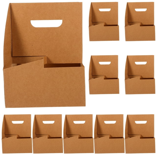 10 portavasos de papel kraft de 4 ranuras para café