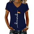 thumbnail image 1 of Women's Germany Football Graphic T-Shirt, Women's V-Neck T-Shirt German Soccer Letter Print Graphic Tee, Casual Fashion Top, Summer Short Sleeve Blouse for Soccer Tournament 2026 Navy Size: XL, 1 of 4