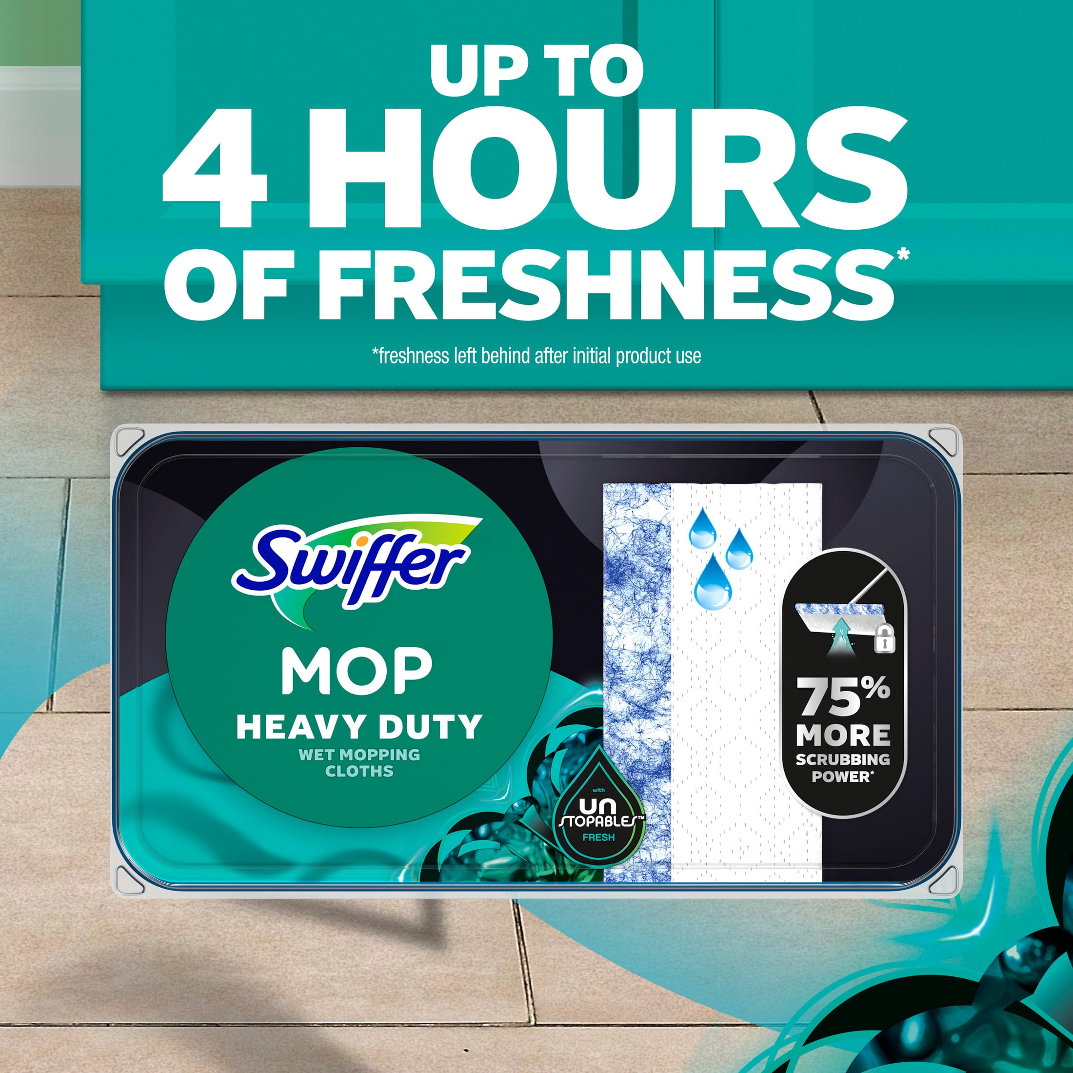 (6 pack) Swiffer Mop & Go Heavy Duty Wet Refills, Unstopables, 10 Count