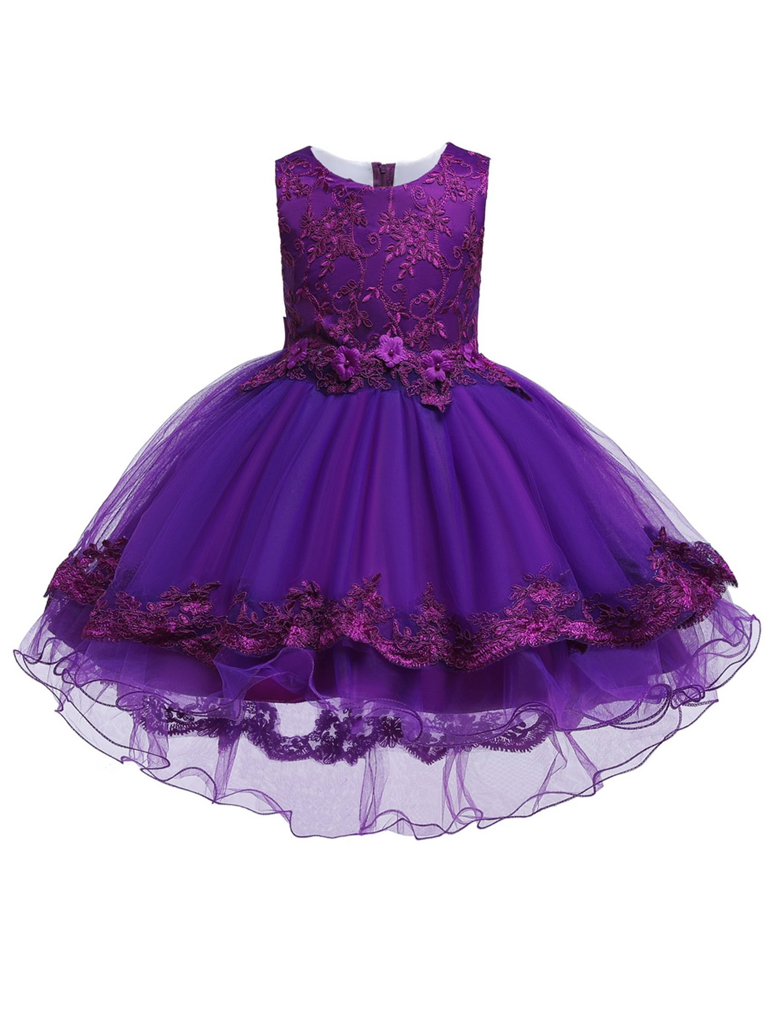 Rainkids Purple Lace Hi Low Junior Bridesmaid Easter Dress Big Girls ...
