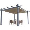 thumbnail image 3 of Bingirl Pergola en Aluminium Gris à Colonne, Rideau Bleu 10 X 13 Pieds - Étanche Réglable, Résistante aux UV, Enduite de Poudre, Résistante à la Rouille, Stable et Facile à Assembler pour Patio, Jardin, Cour Arrière, 3 of 6