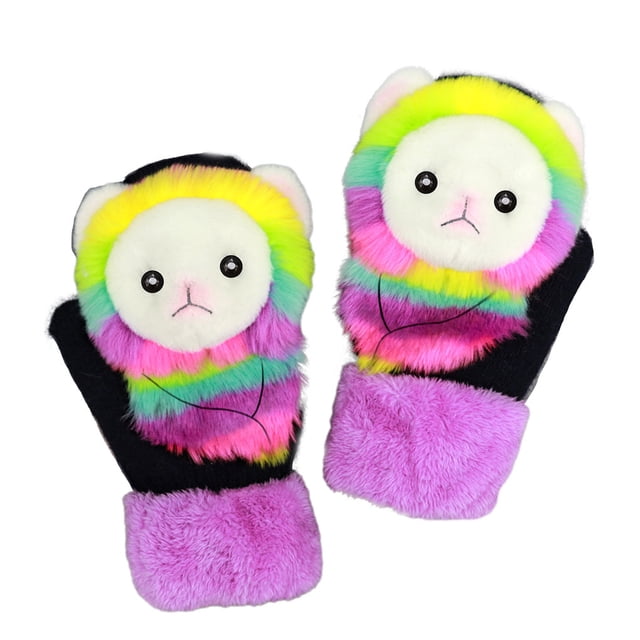 Guardurnaity Cómodo de usar guantes de invierno manoplas térmicas de animales de dibujos animados manoplas cálidas de invierno para mantener el guantes y mitones alpacas coloridas