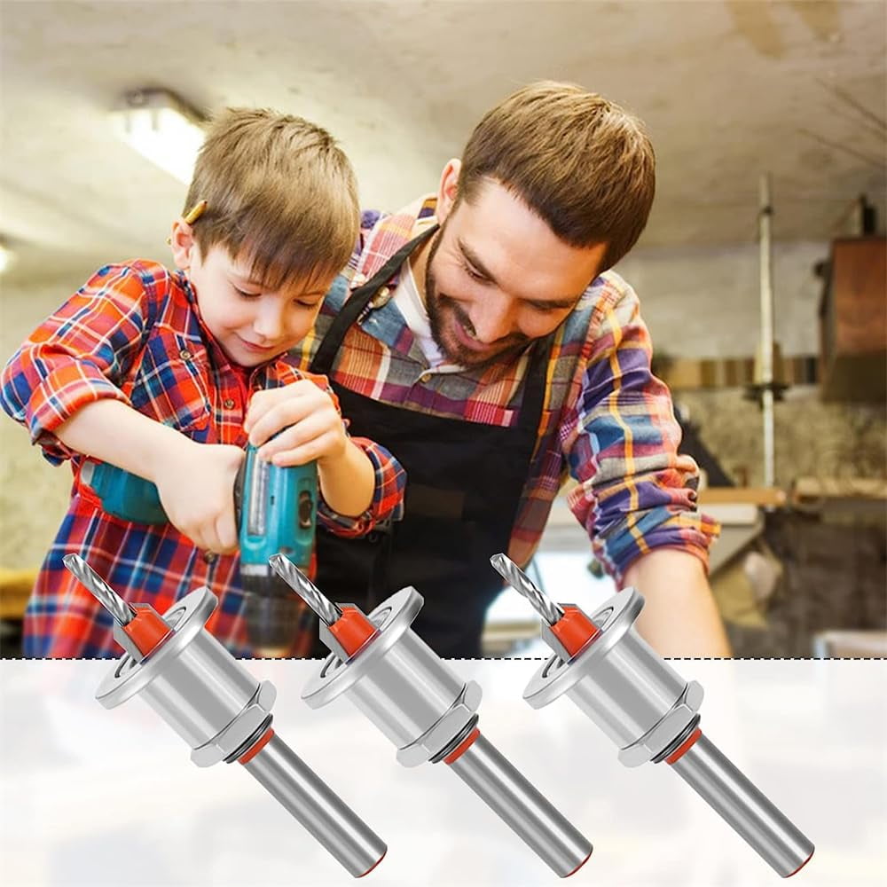 5PCS 8mm Shank Drill Bit Set with 2.8-4mm Adjustable Countersink and Limit Stop Alloy Head