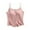 Pink, variant on Womens Tops Cute Spaghetti Strap Ruffle Trim Camis Square Collar Button up Slim Fit Tunic Tank Shirt with Built in Bra