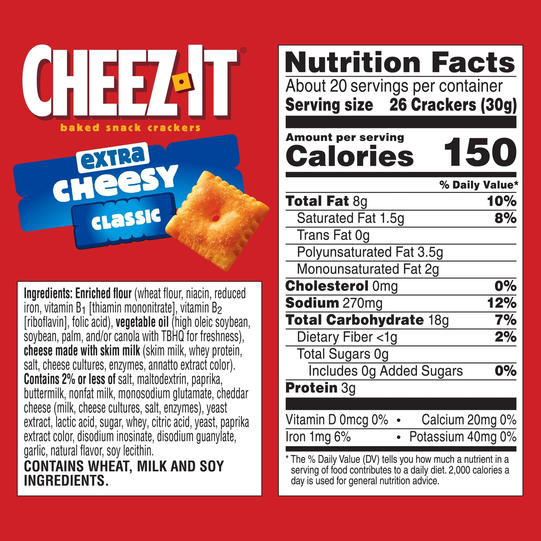 (12 pack) Cheez-It Extra Cheesy Cheese Crackers, Baked Snack Crackers, 21 oz