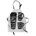 thumbnail image 1 of Coffee Apron, Words About Coffee with Take Away Mug Cup Silhouette Drinking Addiction Theme, Unisex Kitchen Bib with Adjustable Neck for Cooking Gardening, Adult Size, Pale Grey Black, by Ambesonne, 1 of 4