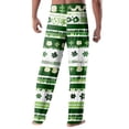 thumbnail image 3 of Fgvctg Mens Pajama Pants St. Patrick's Day Lucky Sleepwear Wide Leg Pajamas Shamrock Clover Print High Waisted Pj Pant Loose Spring Drawstring Lounge Pants with Pockets Fluorescent Green L, 3 of 5