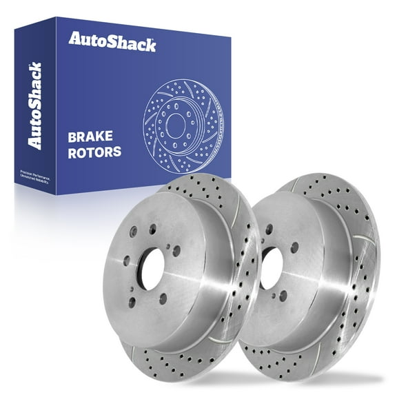 AutoShack Rear Brake Rotors for Toyota, Highlander 2014-2019 Sienna 2011-2020, AWD FWD L4 2.7L V6 3.5L - Silver Zinc Coated Drilled & Slotted - SilverShield Pro - 12.17" (309 mm), 5-Lug
