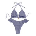 thumbnail image 5 of Bikini Sets for Women Ruffled Halter Triangle Bikini Top with Swim Bottom Two Piece Swimsuit Bathing Suit, 5 of 6