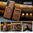 thumbnail image 3 of 2 in 1 Function Detachable Magnetic Phone Cases Compatible with Samsung Galaxy S25 Case with Card Holder Ring, Compatible with Magsafe Wallet, Slim Fit PU Leather Men RFID Blocking, Brown, 3 of 10