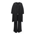 thumbnail image 6 of LEKWK Womens Summer Outfits 3 Piece Open Front Long Cardigan V Neck Sleeveless Tank Top and Drawstring Wide Leg Pants Casual Beach Vacation Lounge Sets, 6 of 6
