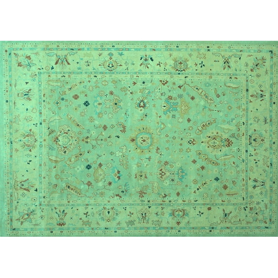Ahgly Company Indoor Rectangle Oriental Turquoise Blue Traditional Area Rugs, 4' x 6'