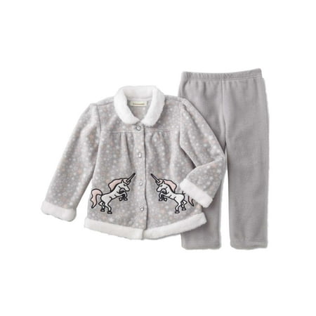 - Infant Girls Unicorn Baby Outfit Gray Fleece Jacket Shirt & Pants Set
