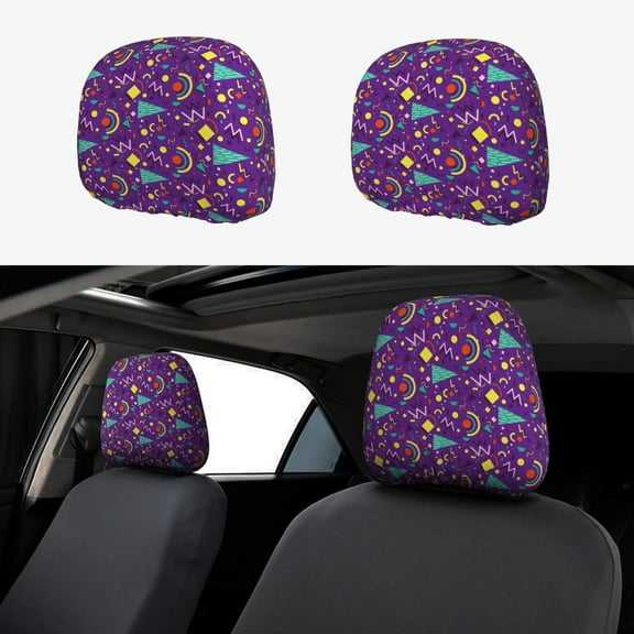 Headrest Covers for Cars Accessories Interior for Women Men 2Pcs - Retro 80s Style Head Rest Cover for Car Decorations, Car Headrest Cover for Car Decor Interior