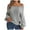 Gray, variant on Womens Long Sleeve T Shirts Crew Neck Hollow Out One Line Neck Off Shoulder Lantern Sleeve Sweater Solid Color Women Blouses Pullover (Gray,L)
