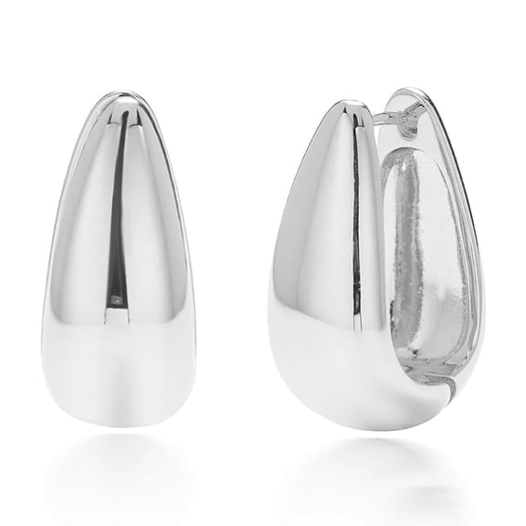 Cate & Chloe Salma 18k White Gold Plated 16mm U-Shaped Hoop Earrings for Women, Gift for Her